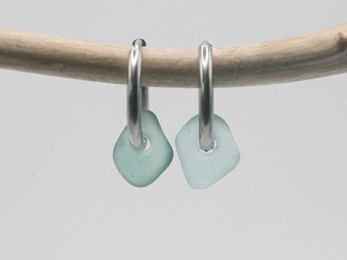 Sea glass huggie hoop - sea,