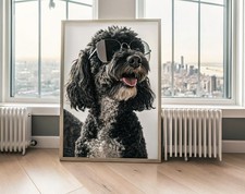 Trendy Black Poodle Drinking