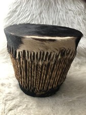 AFRICAN TRIBAL COW-HIDE GOAT SKIN HAND DRUM BONGO VINTAGE DESIGN