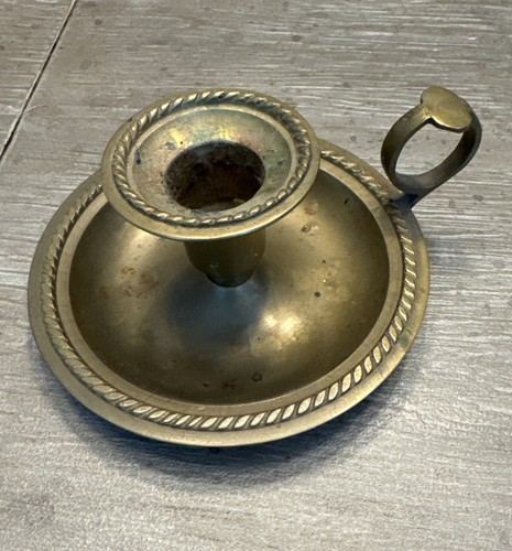 Vtg brass chamberstick candle - brass,