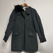 Zara Basic Coat Black Parka Jacket Coat. Size XL - FREE UK POSTAGE