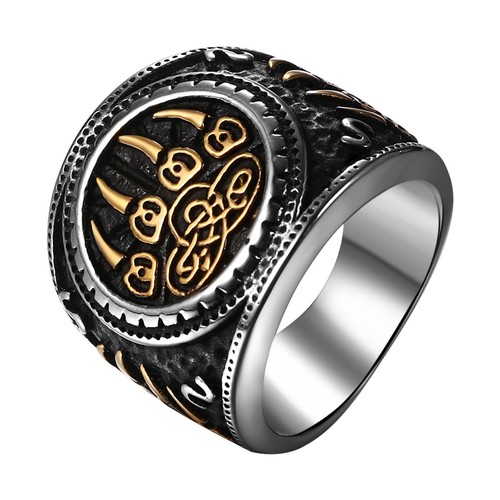 Men viking wolf ring - viking,