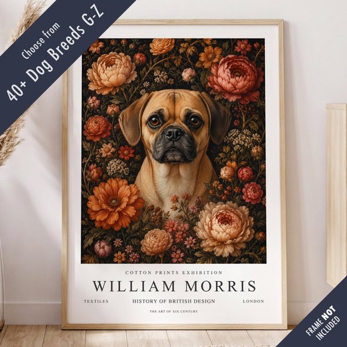William morris style dog - style, print