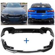 GLOSS BLACK M PERFORMANCE FRONT SPLITTER &REAR DIFFUSER FOR BMW 3 SERIES G20 G21