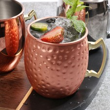 4-Pack Moscow Mule Mugs – Hammered Copper Cups with Brass Handles for Cocktails