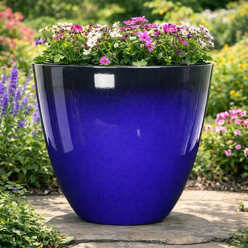 Blue round glazed effect - blue,