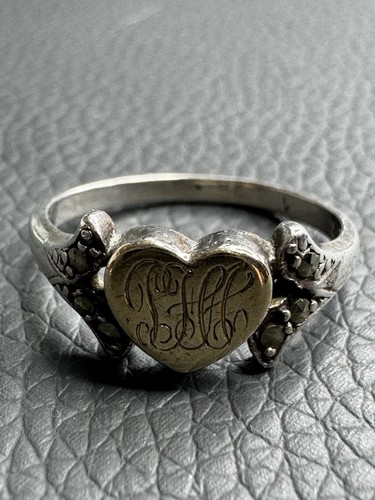 Antique silver gold heart - silver,