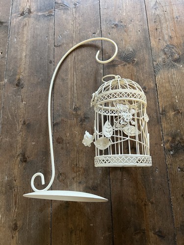Cream metal birdcage tealight - cream,