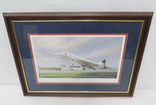 Art Print Signed Terry Harrison Concorde at Farnborough Taking Off Plane Aircraf