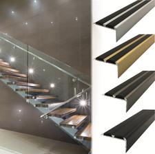 2.7m ALUMINIUM STAIR NOSING EDGE TRIM STEP NOSE EDGING NOSINGS FOR CARPET WOOD