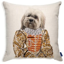 Personalised Lhasa Apso Cushion Cover Vintage Victorian Dog Decor Gift VDC39
