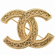 CHANEL CC Gold Plated Brooch