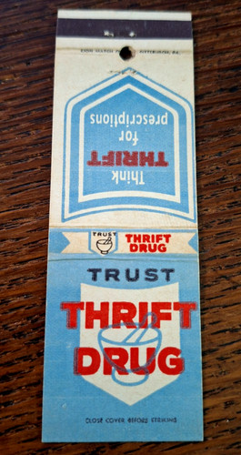 Vintage matchbook thrift drug - vintage,