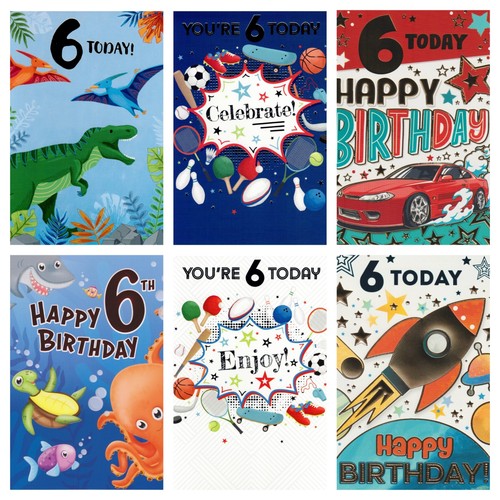 6th boys birthday card - boys,