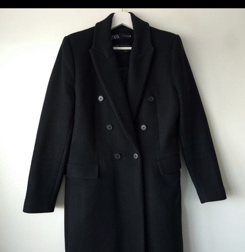 Zara ladies manteco black wool - black,