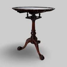 Antique George III Style Tilt Top “Bird Cage” Wine Side Table Claw And Ball Feet