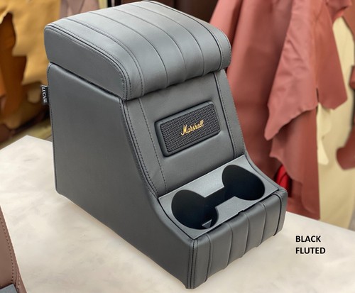 Fluted black leather cubby - fluted,