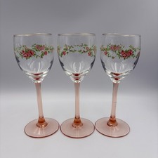 3 x Vintage Pink Stemmed Wine