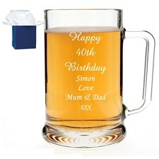 Personalised Pint beer Glass Tankard Birthday Gift 18th 21st 30th 40th 50th 60th