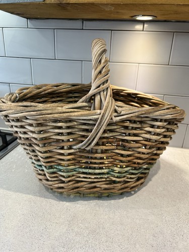 Vintage woven wicker shopping - vintage,