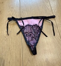 Pink Black Burlesque Thong One Size