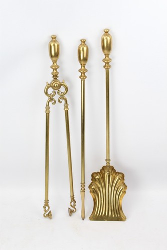 Set large victorian brass fire - large,
