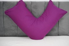 V Shaped Pillowcases Plain Dyed Polycotton Covers Back Neck Body Support 74x34cm