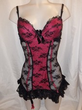 BNWOT Gorgeous Black Red LA SENZA Underwired babydoll chemise dress Size 14 B/C
