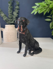 Black Labrador Dog Ornament with Lead – Charming Labrador Figurine