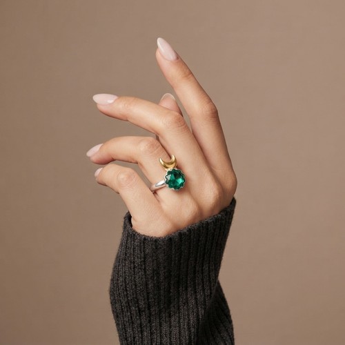 Emerald gemstone ring sterling - emerald,