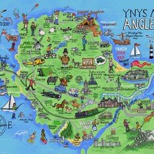 Anglesey Map Tea Towel -