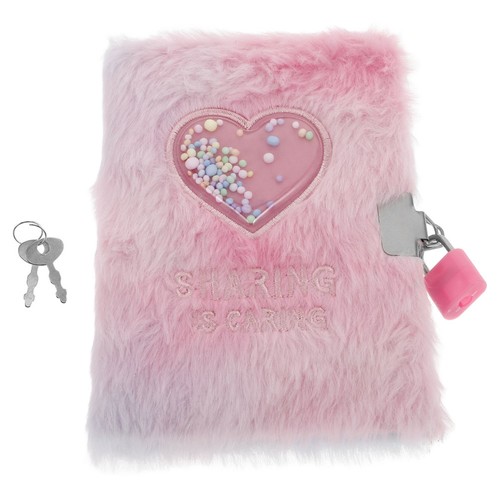 Pink fuzzy girls diary - pink, with
