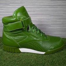 Reebok EX-O-FIT J LE Hi Top Green Leather Trainers Limited Edition Size UK 11