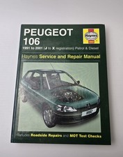 Haynes PEUGEOT 106 1991 to 2001 J-51 Reg Petrol Diesel Workshop Manual 