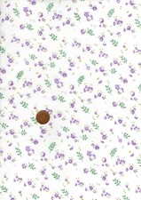 100% Cotton Fabric Lawn Small Floral Purple Lilac Green White Patchwork Craft