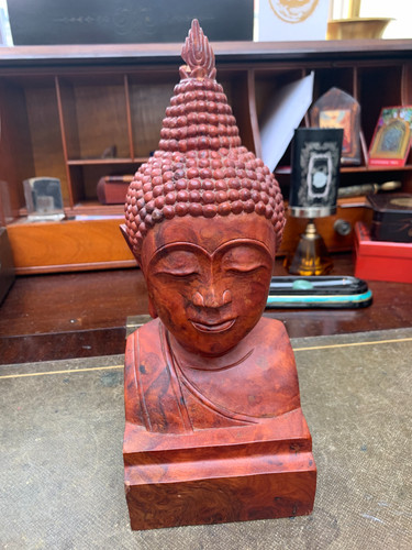 Buddha head bust statue red - buddha,