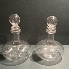 Vintage Clear Glass Miniature Ships Decanter Set Of 2 Oil Vinegar