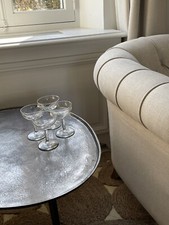 X4 Vintage French Bohemia Baluster Stem Clear Bowl Champagne Coupes/Glasses