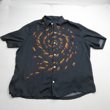 All Saints Shirt Mens XXL 2XL Black Fire Eye Flames Spiral Hawaiian Holiday