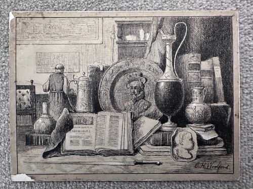Antique drawing charles henry - drawing,