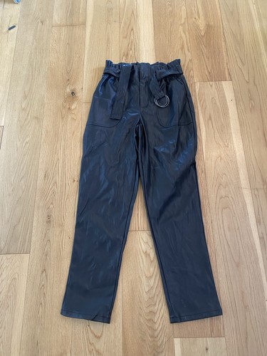 Black faux leather high waist - leather,