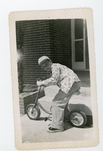 Boy sitting small bike - boy, on