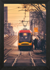 Tram at the stop Framed Wall