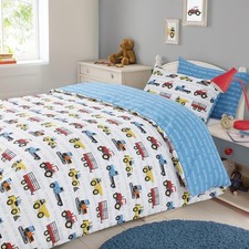 Duvet Cover Trucks & Wagons Transport Single Reversible Bedding