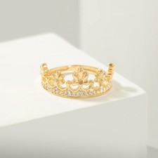 14k solid gold crown ring - 14k,
