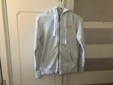 Womens Girls Superdry Zip Hoodie light grey small orange logo Size XS