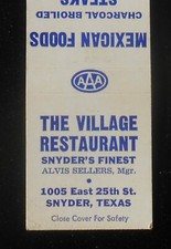 1950s The Village Restaurant Mexican Foods Alvis Sellers E 25th St. Snyder TX MB