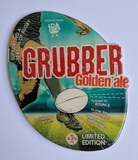 (RUGBY)  # LIMITED EDITION,  BEER PUMP CLIP.  GRUBBER, by GREENE KING.