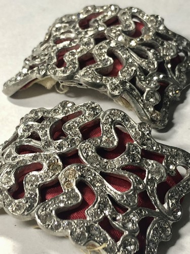 Antique rhinestone red satin - rhinestone,