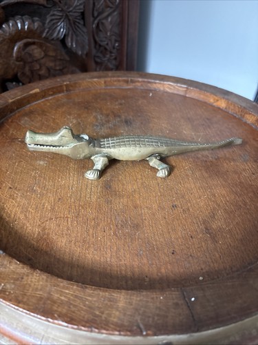 Vintage solid brass alligator - solid,